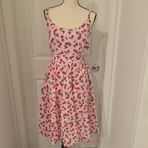 Torrid Pink Cherry Print Midi Dress NWT